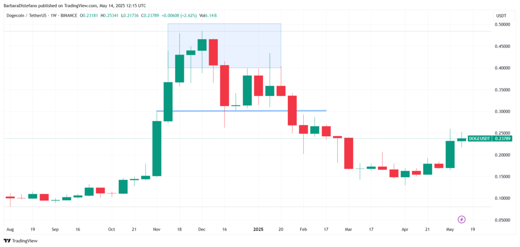 Doge graph since October and support-resistance areas.