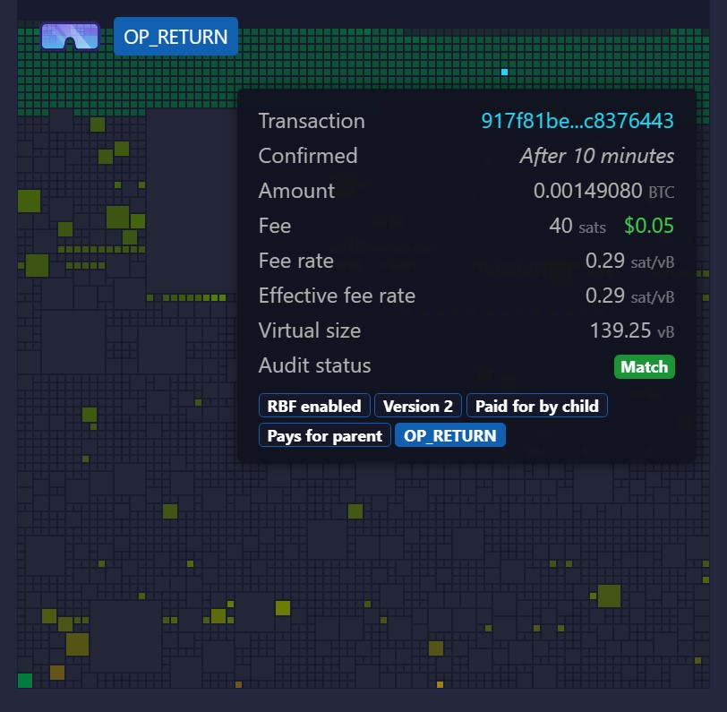 Example of a transaction with Op_return in Bitcoin