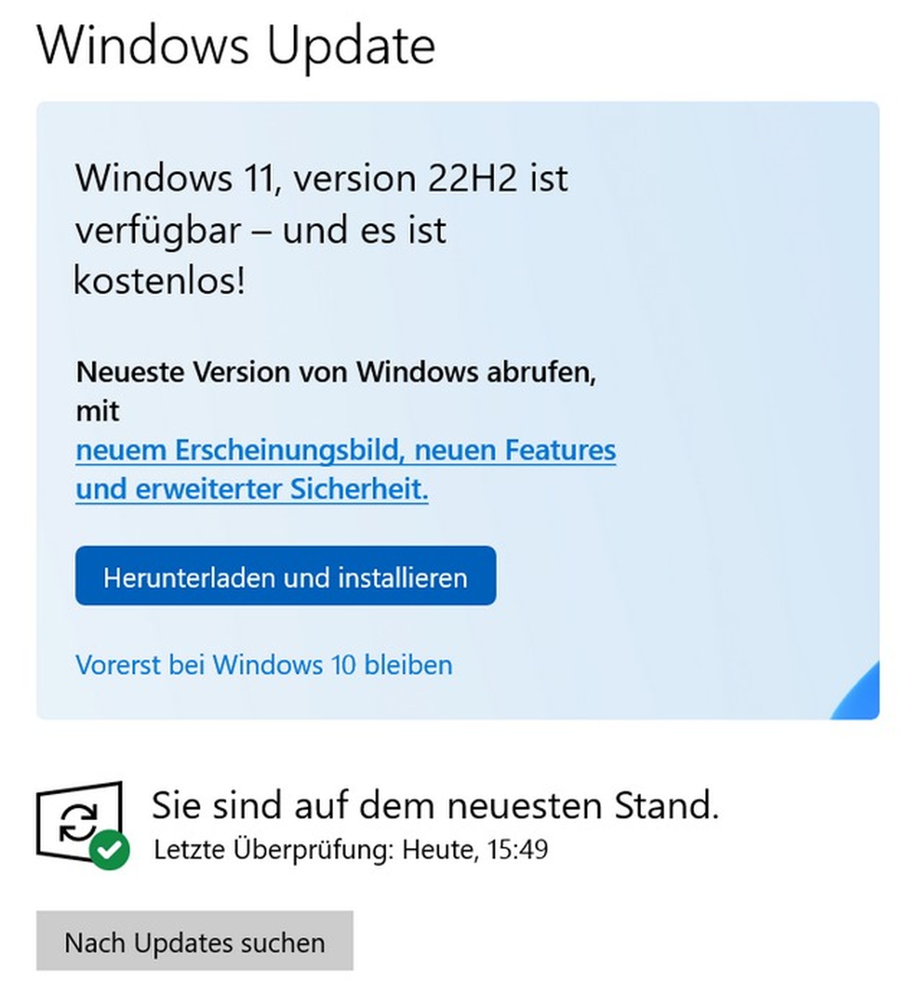 An error or a change of course in updates?