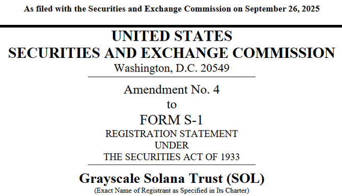 S-1 document of the ETF of Solana, presented by Garyscale.