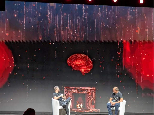 Photograph of Paolo Ardoino and Marcus Gerhardt during the Plan ₿ event, in Switzerland.