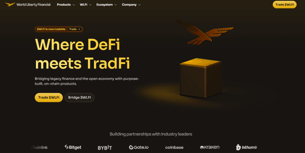 World Liberty Financial platform home page.