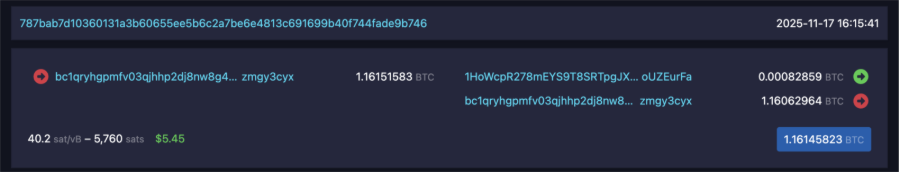 Transaction in mempool.space.