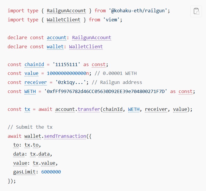 Github code to hide details on certain Ethereum transfers. 