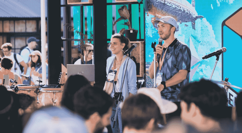 Candela Fazzano with another member of the Devconnect Argentina 2025 organizing team.
