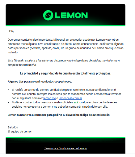 Lemon Cash statement about the security breach that affected its users