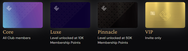 The four models of Visa cards offered by ether.fi.
