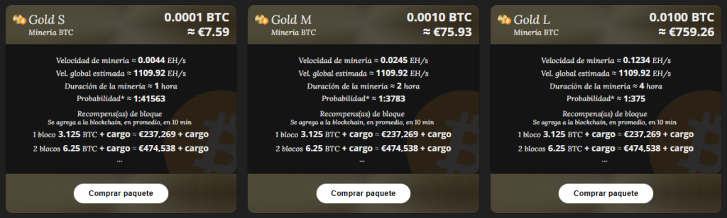 Image showing the costs to mine bitcoin on Nicehash.