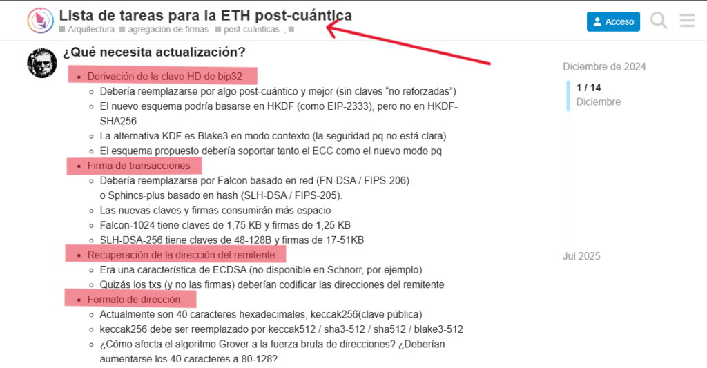 List of fields and possible cryptographic variants to improve in Ethereum.