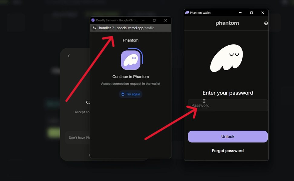 Interface of the researcher who detected fraud with pop-up windows of fake wallets.