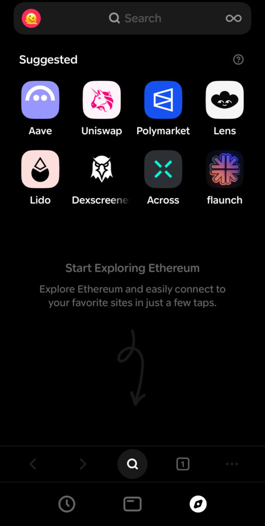 Screenshot of the interface of a cryptocurrency wallet.