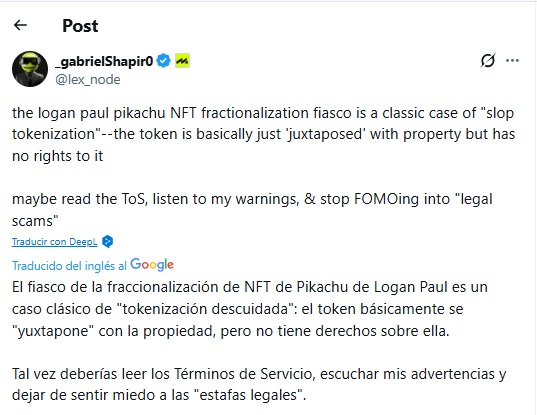 Capture of a tweet about the splitting of the Pokémon card.