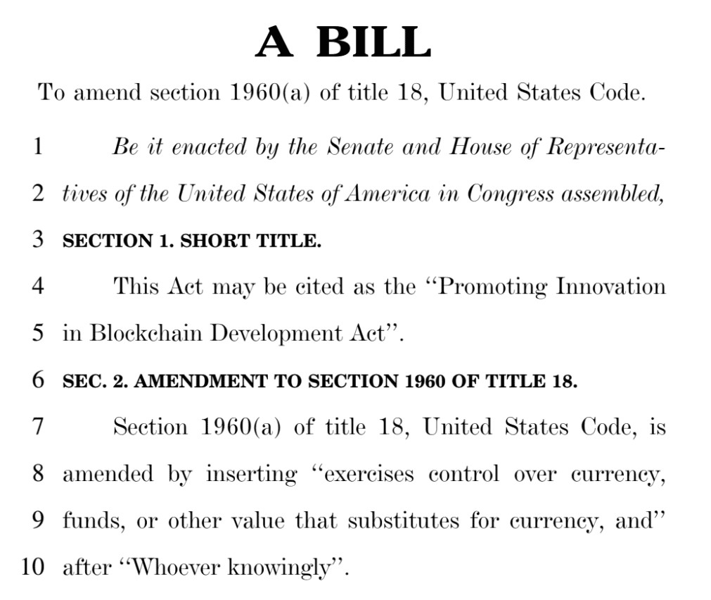 Screenshot of the bill that protects software developers.