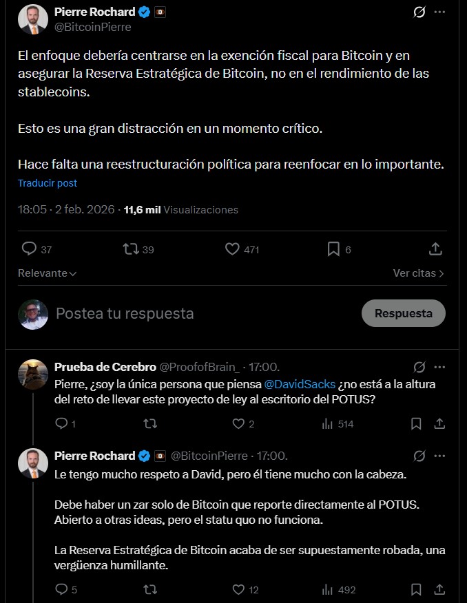 Post of X by Pierre Rochard.