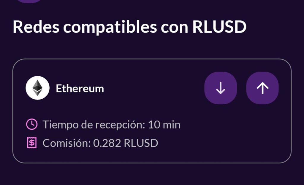 Networks compatible with RLUSD on the Argentine exchange Ripio.
