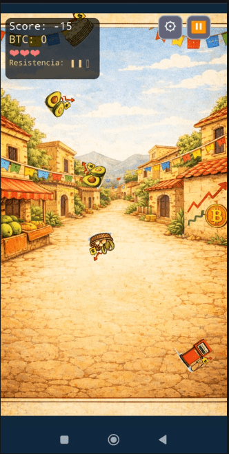 Screenshot of the Mariachi vs Inflation bitcoin game developed in Mexico.