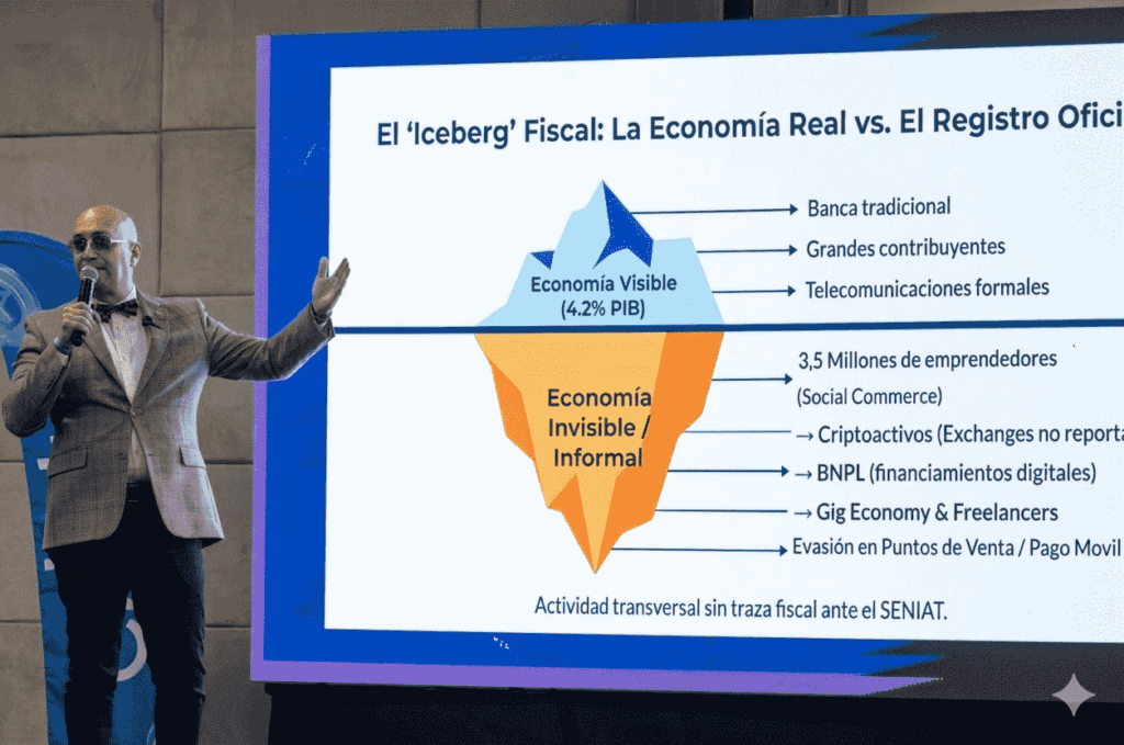 Richard Ujueta, from Cavecom, during the Global Crypto Summit held in Margarita, Venezuela.